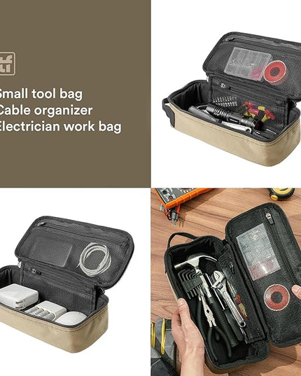 Heavy Duty Small Tool Bag Pouch Portable Utility Organizer Case with Zipper Handle. Perfect for EDC, Motorcycle, Road Bike, Electricians & More