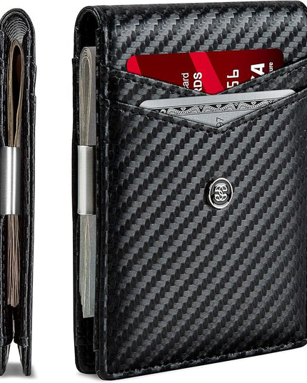 Suavell Slim Wallets for Men. Minimalist Bifold Wallet With Money Clip & ID Window. RFID Blocking Credit Card Holder Front Pocket Wallet, Gifts For Men - Husband Father On Birthday Anniversary.