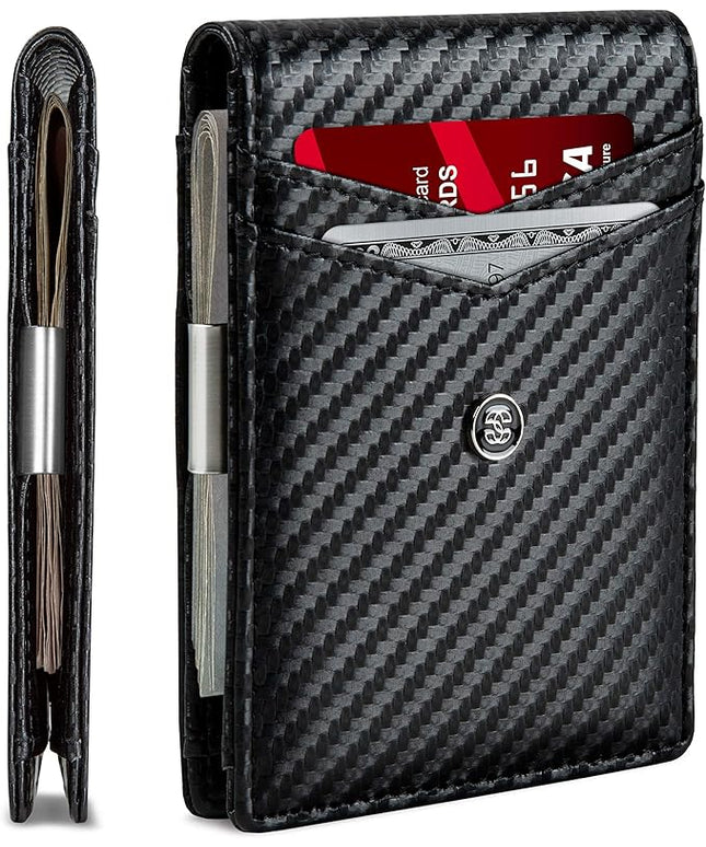 Suavell Slim Wallets for Men. Minimalist Bifold Wallet With Money Clip & ID Window. RFID Blocking Credit Card Holder Front Pocket Wallet, Gifts For Men - Husband Father On Birthday Anniversary.