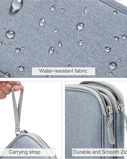 FYY Electronic Organizer, Travel Cable Organizer Bag Pouch Electronic Accessories Carry Case Portable Waterproof Double Layers Storage Bag for Cable, Charger, Phone, Earphone, Medium Size, Light Grey