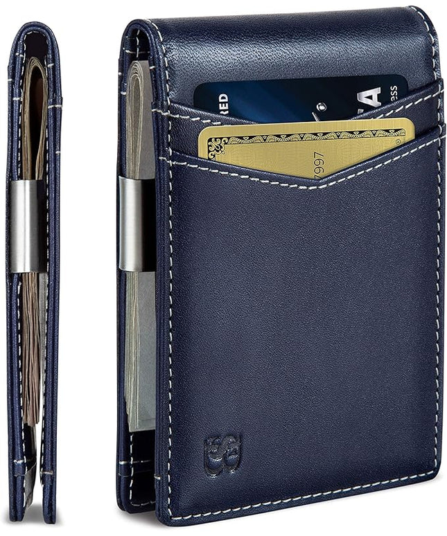 SERMAN BRANDS Money Clip Wallet - Mens Wallets slim Front Pocket RFID Blocking Card Holder Minimalist Mini Bifold