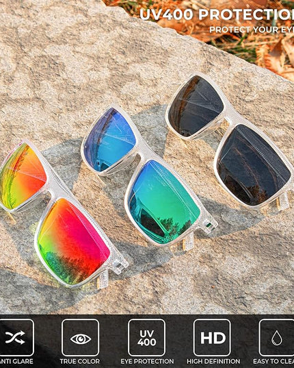 KALIYADI Polarized Sunglasses for Men, Lightweight Sun Glasses with UV Protection for Driving Fishing Golf