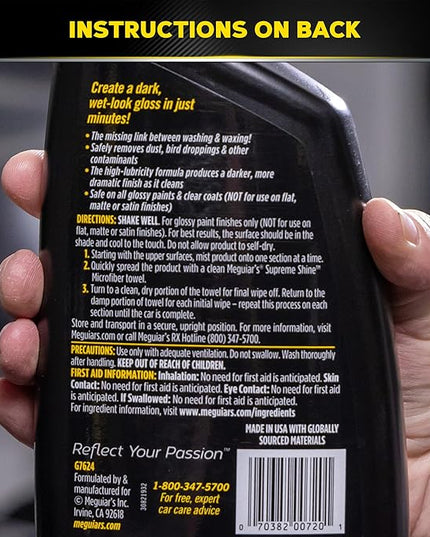 Meguiar's Gold Class High Gloss Premium Quik Detailer, High Lubricity Automotive Quick Detailer Spray that Preserves Wax and Leaves a Deep Dark Shine, 24 Oz Spray Bottle