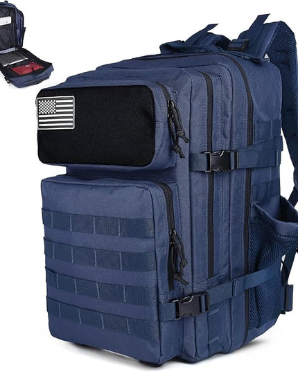 gracedon Tactical Backpack - Military Molle Bag 3 Days Pack for men and Women Large Assault Rucksack 45L (Navy)