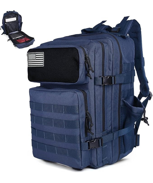 gracedon Tactical Backpack - Military Molle Bag 3 Days Pack for men and Women Large Assault Rucksack 45L (Navy)