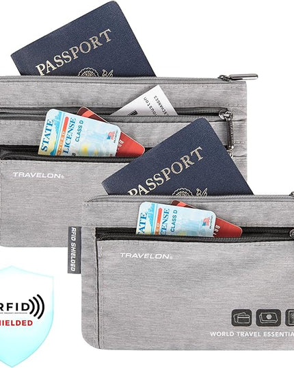 Travelon World Travel Essentials Set of 2 Currency and Passport Organizers