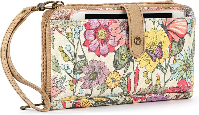 Sakroots Artist Circle Smartphone Crossbody in Coated Canvas, Detachable Wristlet Strap