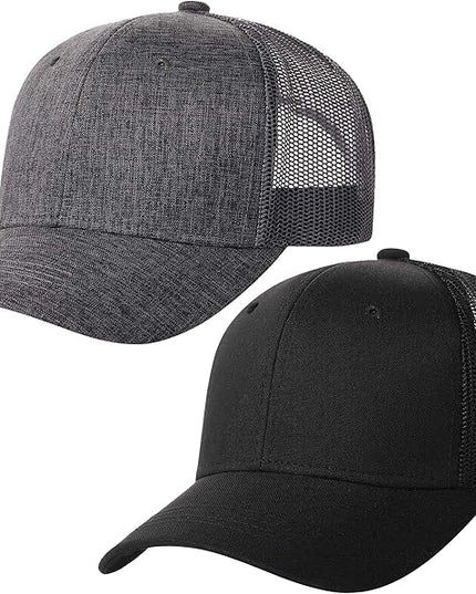 TSSGBL 2 Pack Snapback Trucker Baseball Hats Mesh Back Adjustable Blank Ball Caps for Men Women