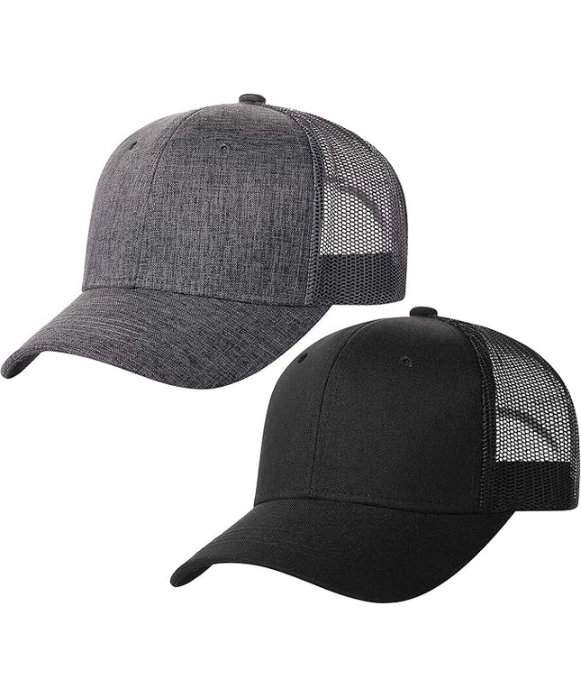 TSSGBL 2 Pack Snapback Trucker Baseball Hats Mesh Back Adjustable Blank Ball Caps for Men Women