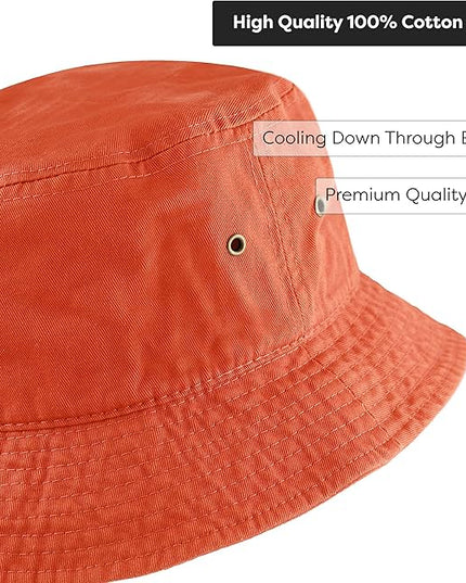The Hat Depot Bucket Hat - Unisex 100% Cotton & Denim UPF 50 Packable Summer Travel Beach Sun Hat