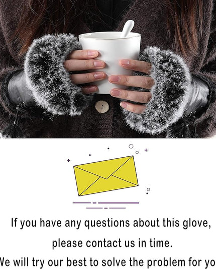 Cute Winter Gloves - Fuzzy Furry Faux Fur Lined, Warm Hands Warmer for Women
