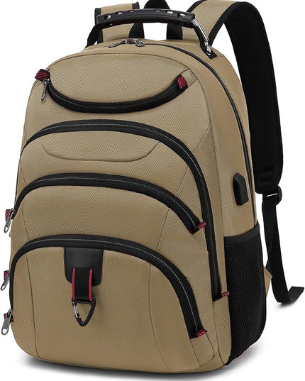 Boavan Laptop Backpack for men, 15.6 inch Laptop Bag with USB Port, Waterproof Travel Work Backpack Purse, Anti-Theft Teacher Nurse Doctor Casual Bookbags Office Business backpack，Khaki