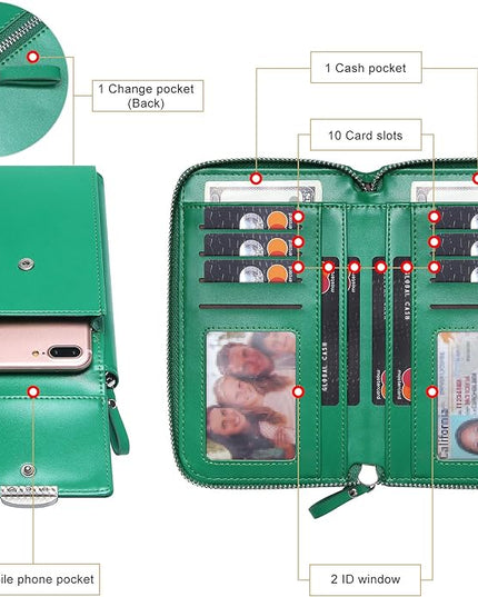 KUKOO Small Crossbody Bag Cell Phone Purse Wallet with Credit Card Slots for Women