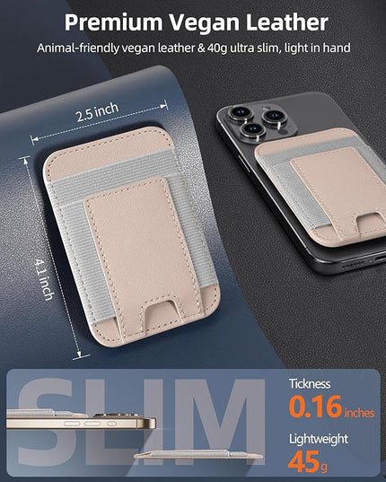 Upgraded for Magsafe Wallet, Strongest Magnetic Wallet for iPhone 17/16/15/14/13/12 Series, Magnetic Card Holder with 2 Card Slots, RFID Blocking, Vegan Leather, Fit 7 Cards, Desert Titanium Gold
