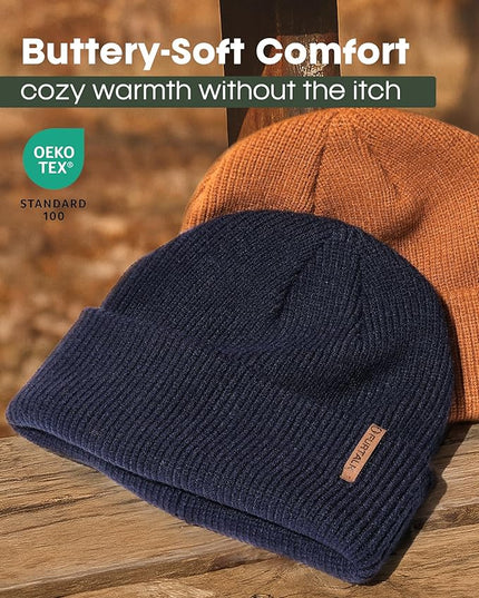 FURTALK Fisherman Beanie for Men Women 2 Styles Cuffless or Cuffed Knitted Unisex Winter Hat Outdoor All-Day Warmth