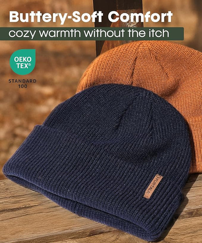 FURTALK Fisherman Beanie for Men Women 2 Styles Cuffless or Cuffed Knitted Unisex Winter Hat Outdoor All-Day Warmth