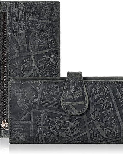 Real Leather Women Wallet Leather with RFID Blocking -Trifold Card Holder Designer Ladies Clutch with ID Window Wallets