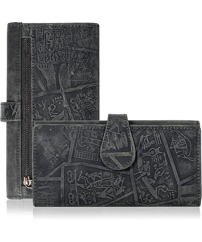 Real Leather Women Wallet Leather with RFID Blocking -Trifold Card Holder Designer Ladies Clutch with ID Window Wallets