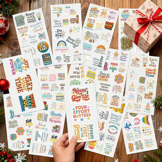 200 PCS Inspirational Stickers for Teachers and Students, Motivational Vinyl Waterproof Sticker Pack, Decals Positive Quotes for Laptop Water Bottle Scrapbook Birthday Gift