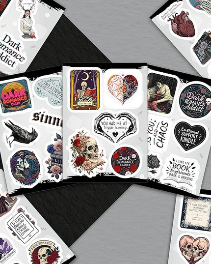 100Pcs Dark Romance Stickers for Water Bottle - Dark Book Stickers, Booktok Decals - Gifts for Book Lovers