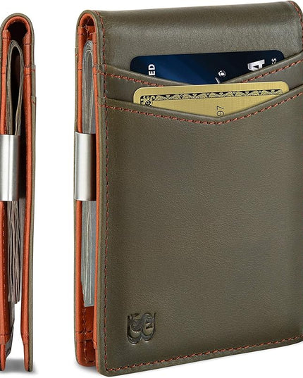 SERMAN BRANDS Money Clip Wallet - Mens Wallets slim Front Pocket RFID Blocking Card Holder Minimalist Mini Bifold