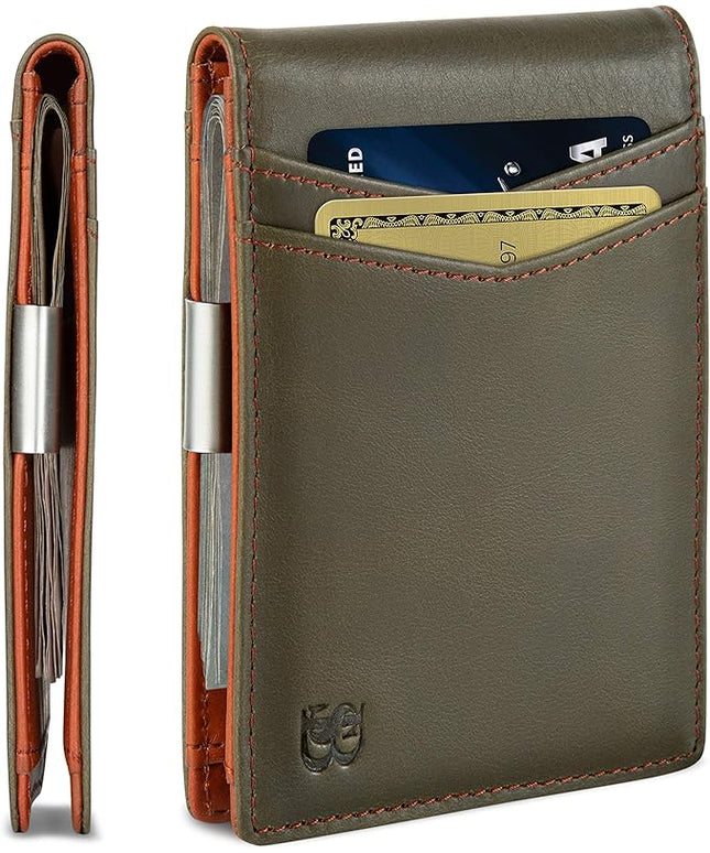 SERMAN BRANDS Money Clip Wallet - Mens Wallets slim Front Pocket RFID Blocking Card Holder Minimalist Mini Bifold