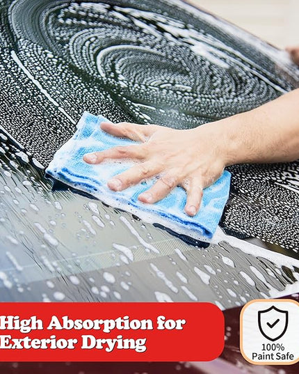 FIXSMITH Shop Towels, Microfiber Cleaning Cloth Bulk, 24 Pack Microfiber Towels for Cars, All-Purpose Absorbent Cleaning Rags, Dust Cloth for Automotive, Mechanic, Garage, Bar, 11.5 x 11.5 inch