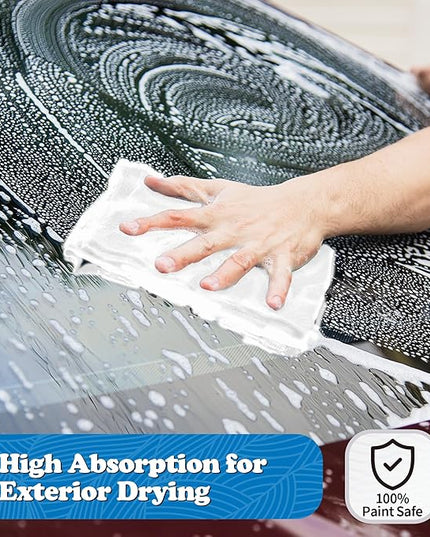 FIXSMITH Microfiber Cleaning Cloth, Shop Towels Bulk, 24 Pack White Microfiber Towels for Cars, All-Purpose Absorbent Cleaning Rags, Dust Cloth for Automotive, Mechanic, Garage, Bar, 12 x 11 inch