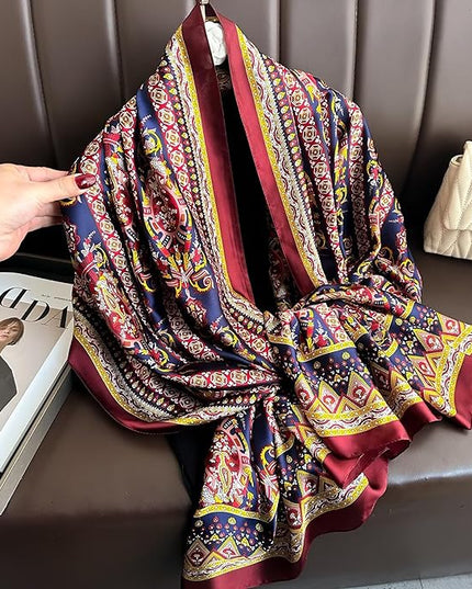 Fashion Scarves Scarf 100% Silk Feeling Scarf Silk Like Scarves Long Lightweight Sunscreen Shawls for Women