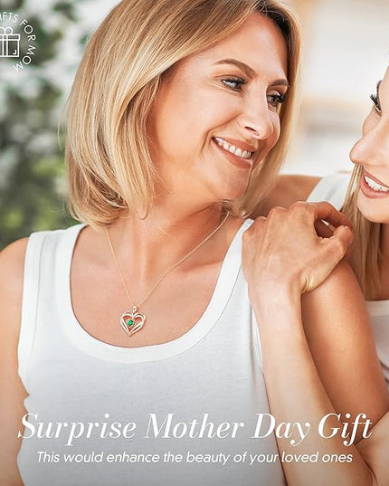 CDE Christmas Gifts for Women S925 Silver Rose Gold Heart Birthstone Necklaces for Women，Ideal Anniversary or Birthday Jewelry Gifts for Wife Girlfriend Her