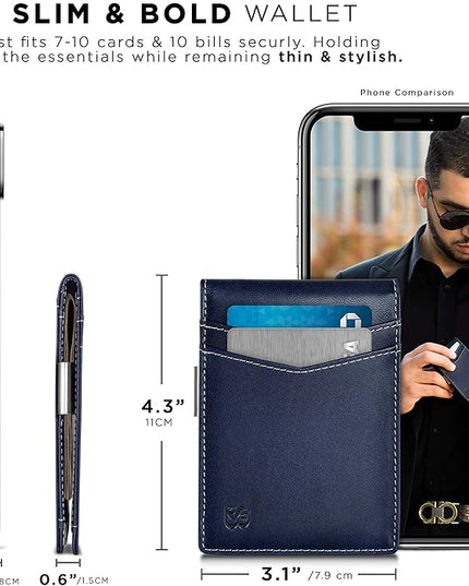 SERMAN BRANDS Money Clip Wallet - Mens Wallets slim Front Pocket RFID Blocking Card Holder Minimalist Mini Bifold