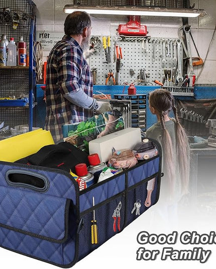 Deosk Car Trunk Organizer for SUV, Car Organizers and Storage with 6 Pocket, Car Accessories for Women/Men 50L Waterproof Polyester Trunk Organizer(Medium, Dark Blue)