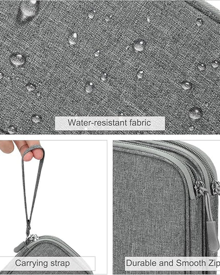 FYY Electronic Organizer, Travel Cable Organizer Bag Pouch Electronic Accessories Carry Case Portable Waterproof Double Layers Storage Bag for Cable, Cord, Charger, Phone, Medium Size, Dark Grey