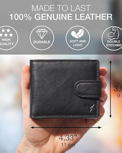 Lavalen Soft Leather Wallet for Men – Genuine Bifold with Zipper Coin Pocket – Holds Bills, Credit Cards, Coins – RFID Blocking Protection – Stylish, Durable & Practical Leather Wallet for Men
