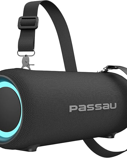 Passau Portable Bluetooth Speakers Loud 40W Peak Stereo Sound, Passive Radiators-Deep Bass, All Day Playtime, Adjustable Strap, BT5.3, IPX5 Wireless Speaker RGB Lights for Indoor Outdoor