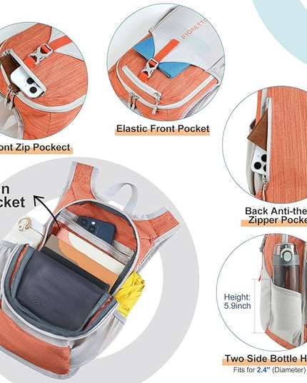 FIORETTO 10L Lightweight Packable Hiking Backpack Small Foldable Daypack for Women Men Compact Travel Backpack for Camping & Outdoor, Orange