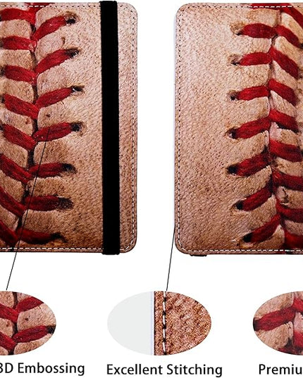 Passport Holder for Women and Men PU Leather Passport Cover for Travel (Baseball)
