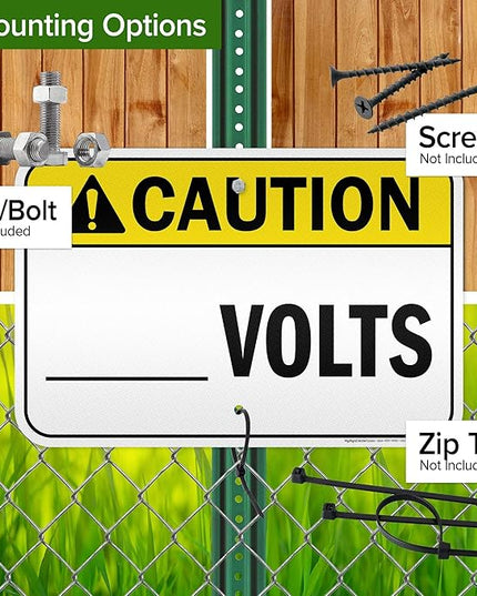 Caution Volts Sign, 12x18 Inches, 3M EGP Reflective .063 Aluminum, Fade Resistant, Made in USA by My Sign Center