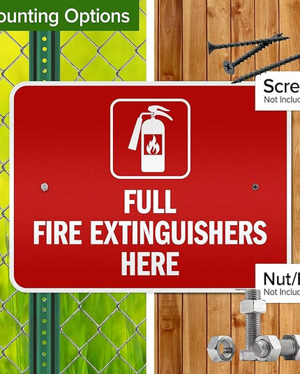 Full Fire Extinguishers Here Sign, 18x24 Inches, 3M EGP Reflective .080 Aluminum, Fade Resistant, Made in USA by My Sign Center