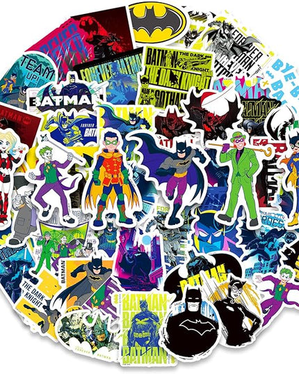 Batman Stickers for Water Bottles – 50PCS Superhero Vinyl Stickers for Kids, Teens, Adults - Waterproof Vinyl Decal Sticker for Laptop, Phone, Skateboard, Scrapbook, Party Favors, Gifts