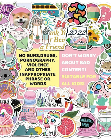 Girl's Black and White Stickers Pack 50 PCS Waterproof Water Bottle Laptop Skateboard Phone Computer Stickers for Teens Kids