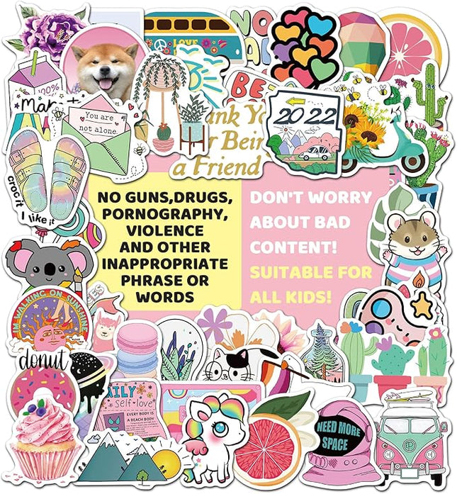 Girl's Black and White Stickers Pack 50 PCS Waterproof Water Bottle Laptop Skateboard Phone Computer Stickers for Teens Kids