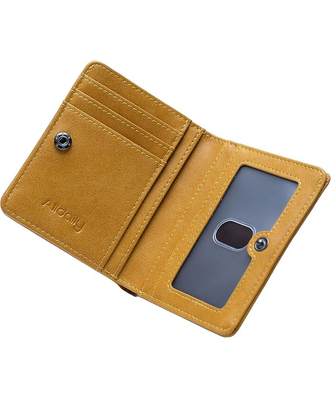 Alldaily Small RFID Wallet for Women Slim Compact Bifold Pocket Ladies Travel Mini Purse (Yellow)