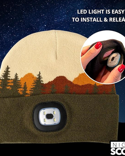 Night Scope Classic Rechargeable LED Warm Knit Beanie Head Light Hat Headlamp for Outdoor Activities