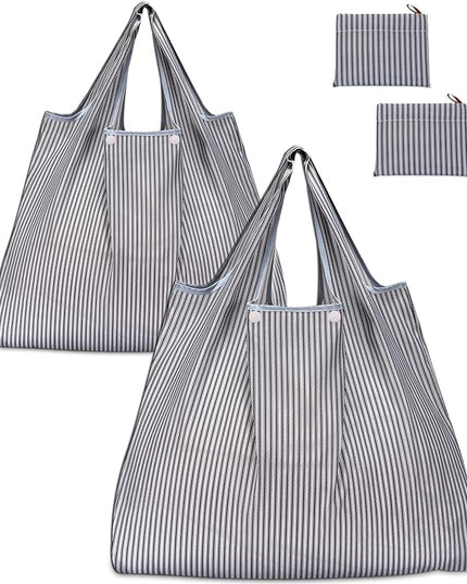 KINGMAS Reusable Grocery Bags, Eco-Friendly Folding Tote Shopping Bag fits in Pocket, Washable Waterproof Nylon Pouch Bags