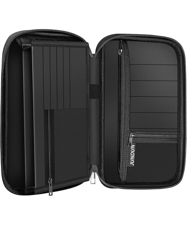 JUNDUN Family Passport Holder,Upgraded Material Fireproof Travel Passport Wallet with 2 Pockets,Travel Document Organizer Case for Passport,Card and Money
