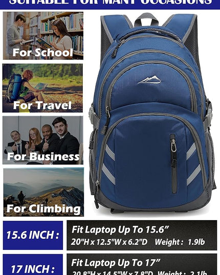 ProEtrade Backpack Bookbag for College Laptop Travel,Fit Laptop Up to 15.6 inch with USB Charging Port Multi Compartment Anti theft, Gift for Women Men (Blue)