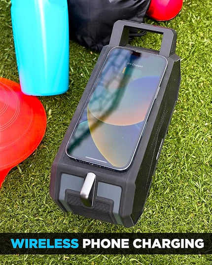 Altec Lansing Portable Bluetooth Speaker HYDRABOOM 2.0, 32W Output Power, 16Hr Playtime, Party Sync, Qi Wireless Charging, Everything-Proof, Voice Assistant Compatible - Black