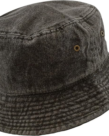 The Hat Depot Bucket Hat - Unisex 100% Cotton & Denim UPF 50 Packable Summer Travel Beach Sun Hat