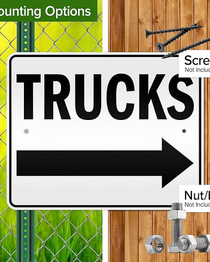 Trucks Right Sign, 24x30 Inches, 3M EGP Reflective .080 Aluminum, Fade Resistant, Made in USA by My Sign Center